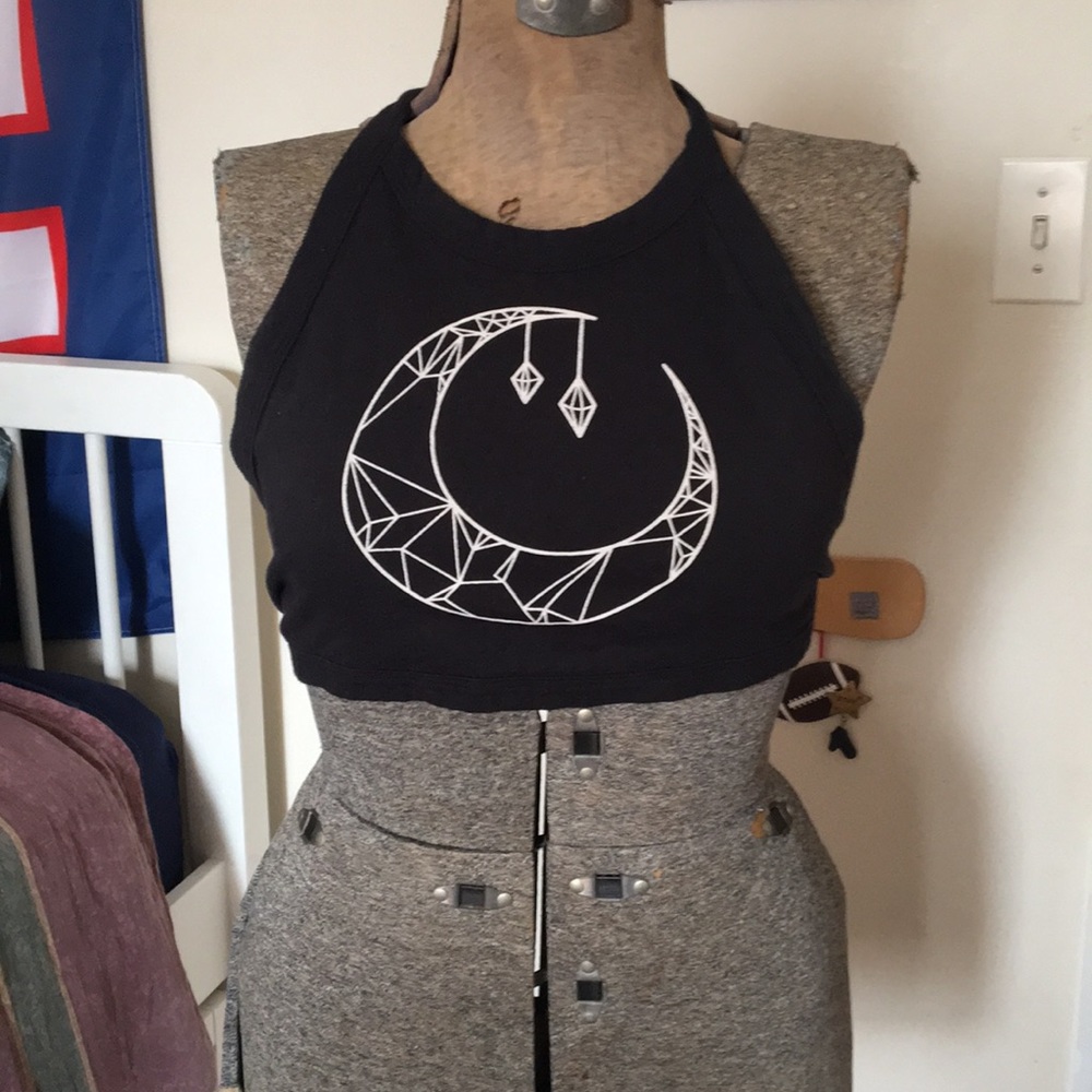 Black halter crop top